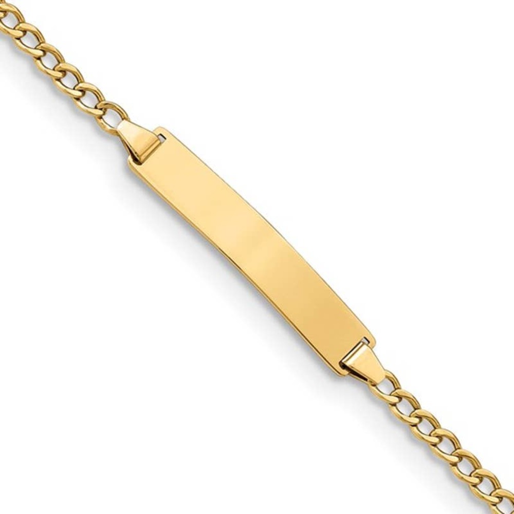 Real 10K Yellow Gold Curb Link ID Bracelet 7"
